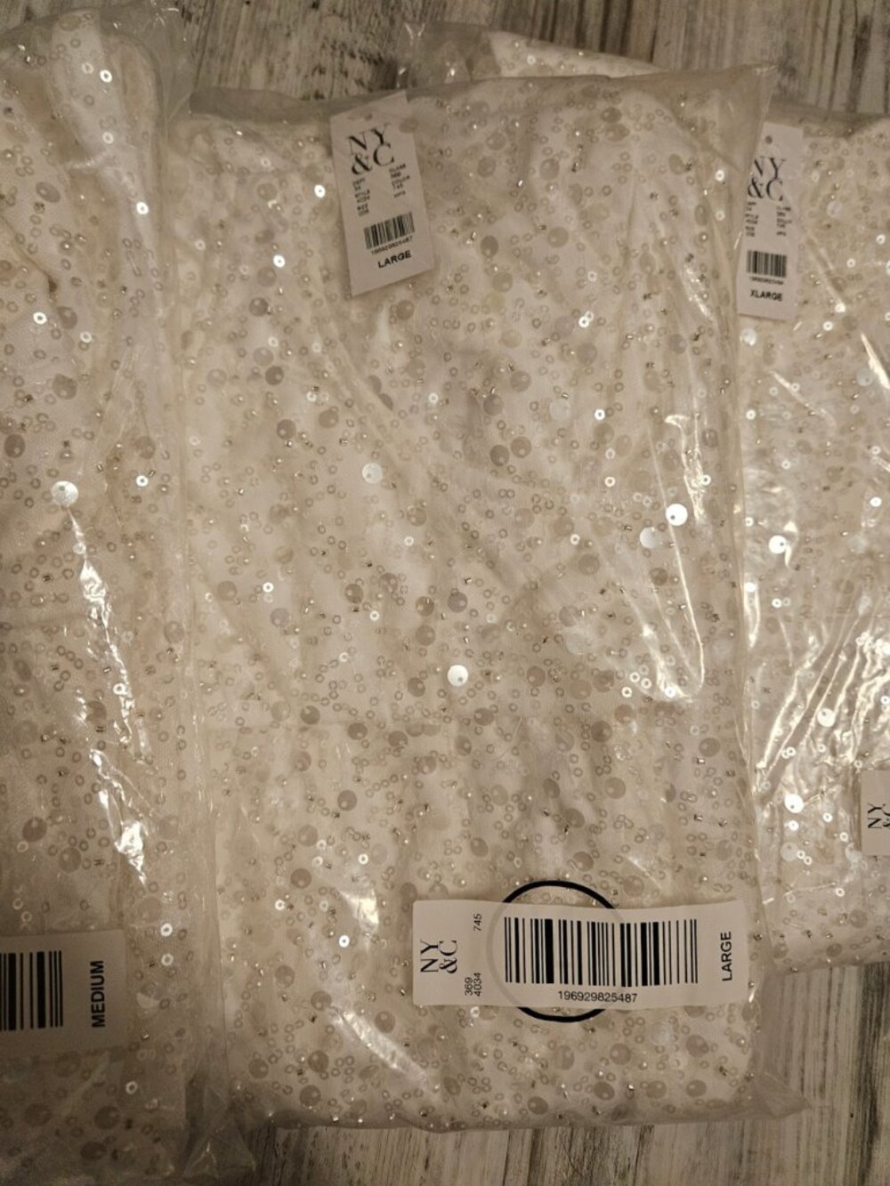 New York & Company White Sequin Embellished Dress